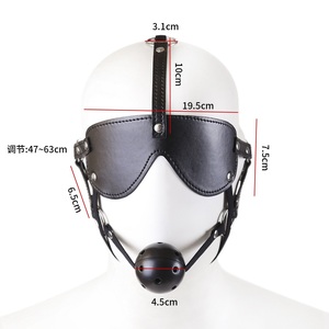 Boule <span class=keywords><strong>de</strong></span> bouche avec bandeau pour les yeux Jouet <span class=keywords><strong>de</strong></span> bondage <span class=keywords><strong>Masque</strong></span> pour les yeux en cuir Boule <span class=keywords><strong>de</strong></span> bouche en plastique creuse/solide Jouet Bdsm pour couples - Product Image 2