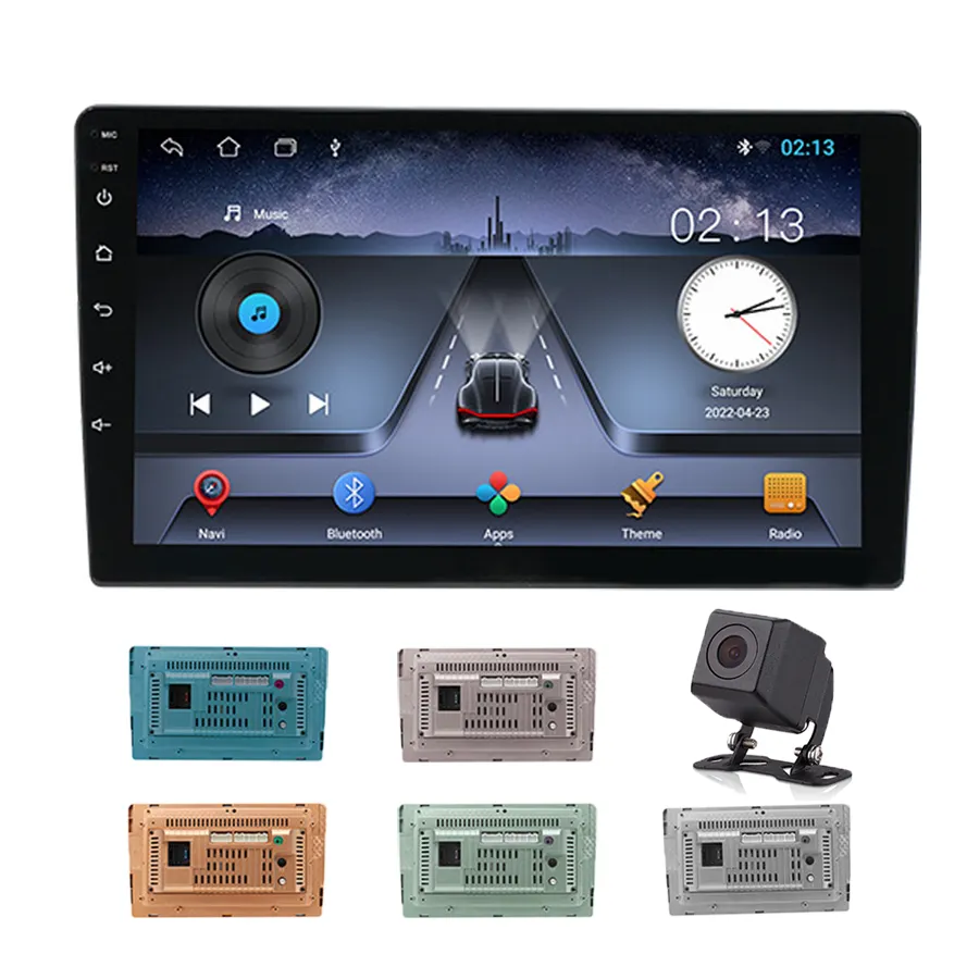 Pemain mobil Android Universal, pemutar Dvd layar sentuh 2 Din Stereo USB BT WIFI 9 inci Radio mobil