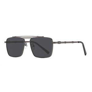 Lunettes de soleil unisexes en métal, monture carrée, protection UV400, type 3, verres PC, monture noire, pour la conduite et les activités de plein air - Product Image 4