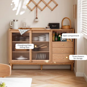 Armadietto <span class=keywords><strong>per</strong></span> credenza in legno massello ultrasottile da tè in rovere moderno deposito da cucina <span class=keywords><strong>per</strong></span> <span class=keywords><strong>mobili</strong></span> da soggiorno - Product Image 2