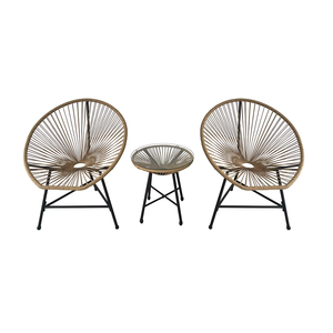 Hot bán phòng khách ngoài trời mây ghế kim loại chân mây đen Ghế ăn Ratan vườn ghế và bảng - Product Image 1