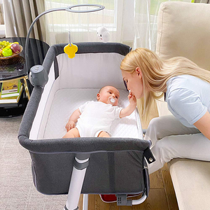 <strong>Top</strong> Quality Baby <strong>Crib</strong> Beside Sleeper Adjustable Height Infant Music Baby Bassinet with Wheels for Baby - Product Image 6