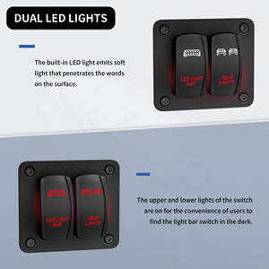 2 Gang, красный, бездорожный свет, панель переключателя, 5-контактный, сверхмощный Водонепроницаемый, алюминиевая панель 12-24 В - Product Image 3