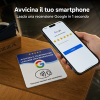 Plaque NFC intelligente en acrylique italien 12x12cm pour avis Google, avec adhésif puissant pour comptoir de restaurant