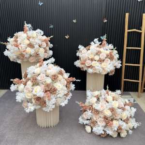 Centros de Mesa de Flores Artificiales de Seda Blanca para Boda, Arreglos de Centros de Mesa con Rosas - Product Image 6