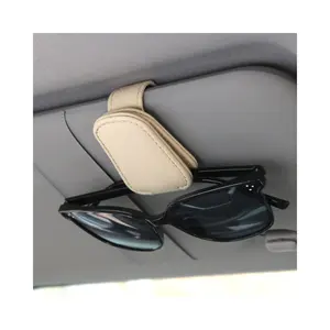 Universal Sun Visor Eyeglass Hanger Clip Magnetic Leather Sunglasses Holder For Car