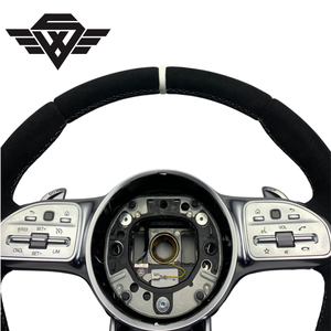 <span class=keywords><strong>Volant</strong></span> de <span class=keywords><strong>voiture</strong></span> sport en Alcantara avec boutons argentés pour <span class=keywords><strong>Mercedes</strong></span> Benz 809 W212 W213 W167 W166 Classe E, mise à niveau personnalisée - Product Image 4