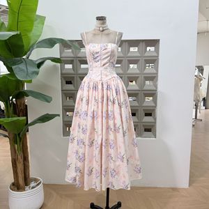 Factory Wholesale Summer New Long <strong>Skirt</strong> Women's <strong>Suspender</strong> square Collar Floral Print Elegant and Fashionable Dress - Product Image 6