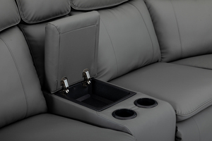 <span class=keywords><strong>Canapé</strong></span> d'angle inclinable manuel VANBOW en similicuir rembourré avec console de rangement et porte-gobelets - Product Image 5