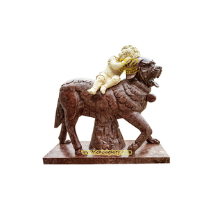 Estilo europeo mármol <span class=keywords><strong>blanco</strong></span> Mujer con estatua de León jardín calle paisaje decoración diseño piedra arte escultura - Product Image 4
