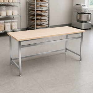 Stainless Steel <strong>Butcher</strong> <strong>Table</strong> 1800mm <strong>Butcher</strong> <strong>Block</strong> Work <strong>Table</strong> with Wood Cutting Top for Bakery Dough - Product Image 1