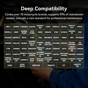 เครื่องสแกนวินิจฉัยมอเตอร์ไซค์อเนกประสงค์รุ่น M208 สำหรับการใช้งานอย่างเป็นทางการ รองรับ OBD2 ระบบ EFI อ่านโค้ดข้อผิดพลาด รีเซ็ต ECU ทดสอบแบตเตอรี่ รองรับ WIFI - Product Image 6