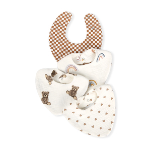 Baberos Transpirables <span class=keywords><strong>para</strong></span> Bebés con Diseño de Dibujos Animados, Baberos de Algodón Cómodos <span class=keywords><strong>para</strong></span> Alimentación con Botones Ajustables - Product Image 2