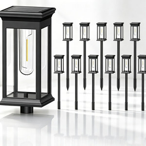 Lampes solaires LED étanches IP67 pour l'extérieur, style lanterne, pour allées, chemins, jardins, pelouses, patios, décoration - Product Image 1