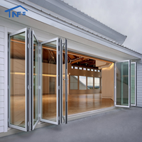 Porte patio coulissante pliante en aluminium à rupture de pont thermique, couleur argent, double vitrage Low-E, certifiée NFRC et AS2047