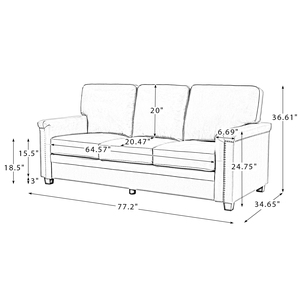 Sofá Seccional Cuadrado <span class=keywords><strong>de</strong></span> Cuero, <span class=keywords><strong>3</strong></span> Plazas, Estilo Moderno Fijo, Cuero Genuino Transpirable y Duradero, Muebles <span class=keywords><strong>de</strong></span> Lujo para Sala <span class=keywords><strong>de</strong></span> Estar o Escuela - Product Image 2