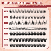 Kit d'extension de cils DIY à prix d'usine, en fibres PBT, effet naturel, pré-coupées, bande fine, courbure D, segments de cils, kit de bouquets de cils personnalisés