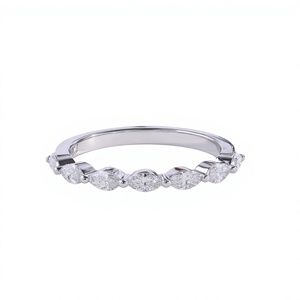 Marquise Cut Wedding Band Half Eternity Shared Prong <b>Ring</b> White Gold <b>Stacking</b> Matching <b>Ring</b> Fine Jewelry - Product Image 1