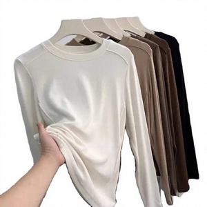 Latest Design Custom <b>Men's</b> O-Neck Long Sleeve Fleece Knitted Breathable T-Shirt Solid Color Pullover Winter Wear Regular Fit - Product Image 1