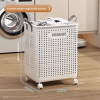 Panier à linge sale pliable à roulettes en plastique, multifonctionnel, portable, grande capacité, pour rangement de salle de bain