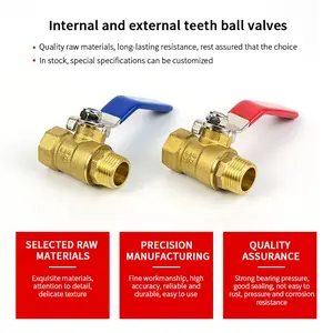 Yuedu Factory Provide Brass Material Internal And External Teeth 3/8'' Ball Valve Female Male Ball Valve