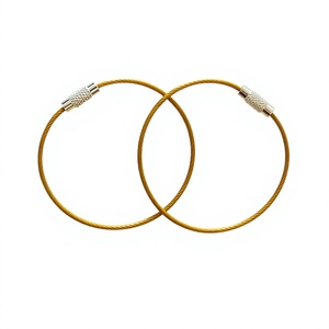 Gold Stainless Steel Wire Cable Loops Ring for Hanging Luggage <b>Tag</b> Key Ring <b>ID</b> <b>Tag</b> Keeper - Product Image 2
