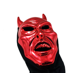 Masque intégral de démon rouge plaqué or avec voile noir, masque d'horreur de démon fantôme, accessoires de cosplay d'Halloween, masques de visages d'êtres étrangers - Product Image 2