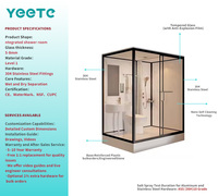 Cabine de douche pivotante YEETE en or brossé, verre de sécurité trempé 8 mm, douche accessible, fourniture pour projets hôteliers, construction modulaire urbaine