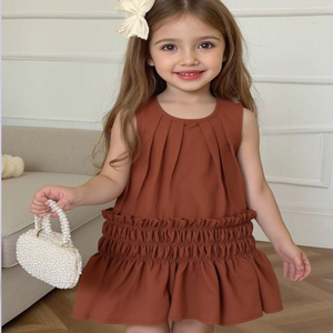 Robe au design exquis pour filles de 4 à 8 ans, élégante pour les fêtes, avec jupe à volants et décoration en dentelle - Product Image 1