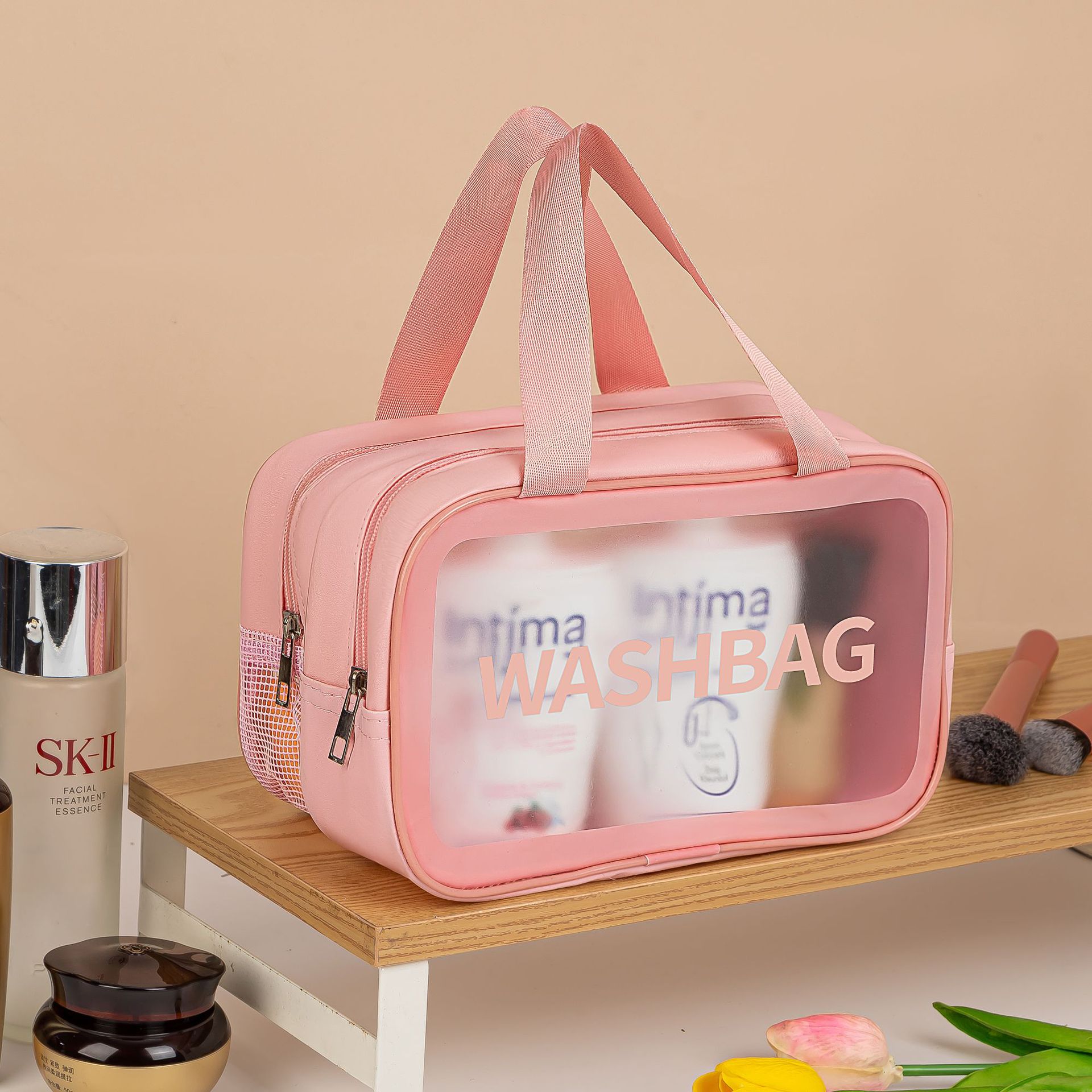 Double-layered pink medium size 26*14*15