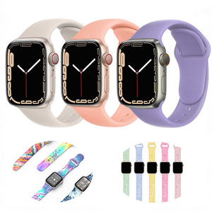 Correa de reloj deportiva de silicona suave y personalizada impresa para banda de <span class=keywords><strong>Apple</strong></span> <span class=keywords><strong>Watch</strong></span> de 41, 45 y 49 mm para Iwatch <span class=keywords><strong>SE</strong></span> S - Product Image 1