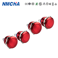 Interrupteur à bouton poussoir métallique NMCHA DU-1610H-A de 12 mm à 30 mm, étanche IP65, éclairé par LED, contact argenté