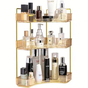 90 Degree 2 Tier Clear Acrylic <b>Corner</b> Bathroom Counter Cosmetics Perfume Makeup Organizer Holder Skincare <b>Storage</b> Tray - Product Image 4