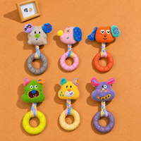 Jouet interactif en forme de donut pour chien, couineur, en TPR, avec bandes de tissu, pour petits chiens et chiots, vente en gros, fournitures pour animaux de compagnie