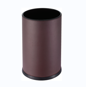 Hot selling leather hotel room waste bin/dust bin/garbage bin