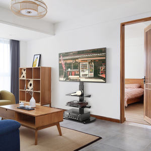 Le meuble TV à deux étagères convient aux écrans de 32 à 65 pouces. Base de meuble TV avec <span class=keywords><strong>pieds</strong></span> antidérapants, sûre et stable - Product Image 6