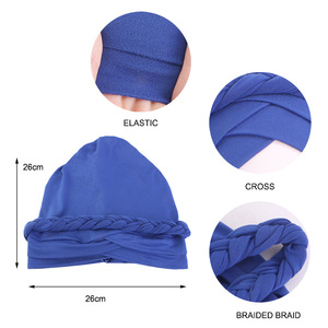Nouveau Hijab Tressé, Bonnets <span class=keywords><strong>Chimio</strong></span>, Turban Africain, Foulard Musulman <span class=keywords><strong>pour</strong></span> Femmes, Chapeaux <span class=keywords><strong>pour</strong></span> Dames - Product Image 4