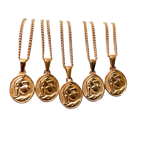Collar con Colgante de Moneda Zeus <span class=keywords><strong>Hera</strong></span> de Acero Inoxidable de Dos Tonos Personalizado, Amuleto de Dios de la Mitología <span class=keywords><strong>Griega</strong></span>, Regalo de Moda - Product Image 1