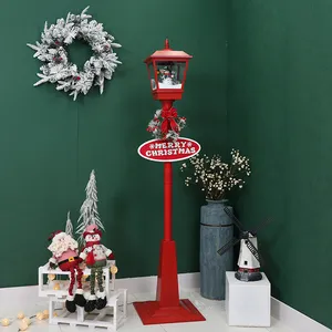 Merry Christmas Street Light Lamp Blowing Snow Playing Music Outdoor Christmas Decorations Holiday Lights