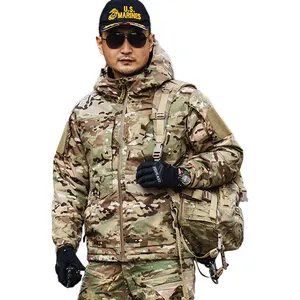 Chaqueta de invierno para exteriores para hombre, cortavientos 3 en 1 resistente al agua, de terciopelo grueso y cálido, de camuflaje táctico