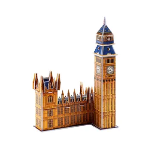 العالم الشهيرة بناء 3D بازل قطع لندن بيغ بن نموذج مع 34 قطعة
