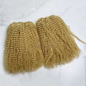 # Extensions de cheveux 100% vierges Remy blond 613, double trame, en gros, tissages de cheveux afro crépus bouclés - Product Image 3