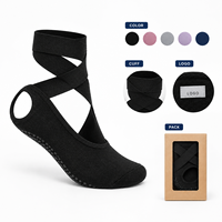 Chaussettes de danse et de Pilates Studio Grip, noires, à semelle intégrale, à talon ouvert, avec manchette enveloppante inspirée du ballet, ajustement parfait, pour la barre, lavables, avec gradation de taille