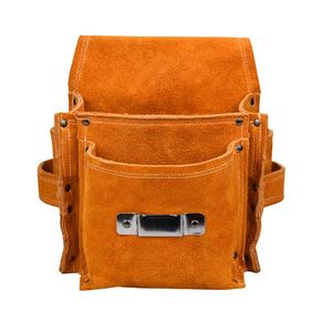 Genuine Full Grain Leather Heavy Duty Multi Pockets Construction Rig Carpenters <b>Tool</b> <b>Belt</b> Multifunctional Storage Bag - Product Image 1