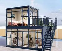 Hôtel en conteneurs à 2 étages de 40 pieds, utilisation hôtelière, préfabriqué, modulaire, panneaux sandwich en acier, design méditerranéen, écologique, faible coût