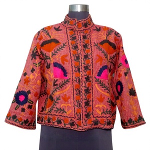 Hot Selling Breathable Knitted Suzani Embroidered Quilted Cotton Jacket Winter Womens Short <b>Coat</b> Japanese Cultural Festival - Product Image 1