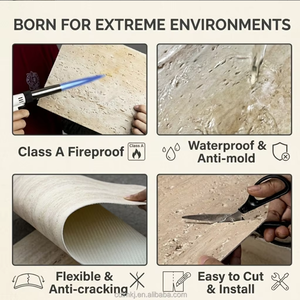 Panel de Pared de Piedra Travertino Flexible Autoadhesivo, Revestimiento Ligero para Renovación de <span class=keywords><strong>Interiores</strong></span> Comerciales y Hoteles - Product Image 2