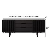 Buffet d'appoint moderne Combohome pour hôtel, en MDF/rotin, avec 2 portes coulissantes et 3 tiroirs, rangement écologique