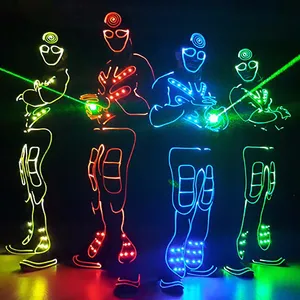 WL-0149 Fiber optik ışık Tron dans takım elbise performans giyim erkek grup cadılar bayramı Glow parti dans kostümleri Rave giyim