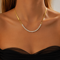 Collier tennis CZ en acier inoxydable, chaîne serpent plaqué or, zircon rond, étanche, hypoallergénique, cadeau bijoux